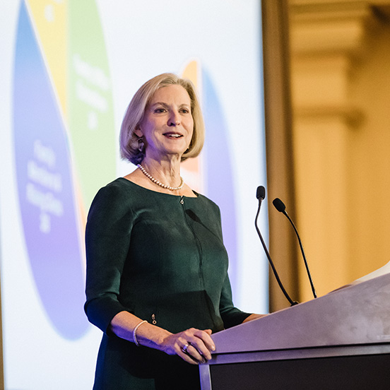 Sara Hamilton, Family Office Exchange Founder speaking at an event