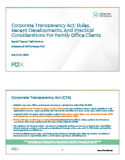 It’s Here, Now What?: Corporate Transparency Act Updates